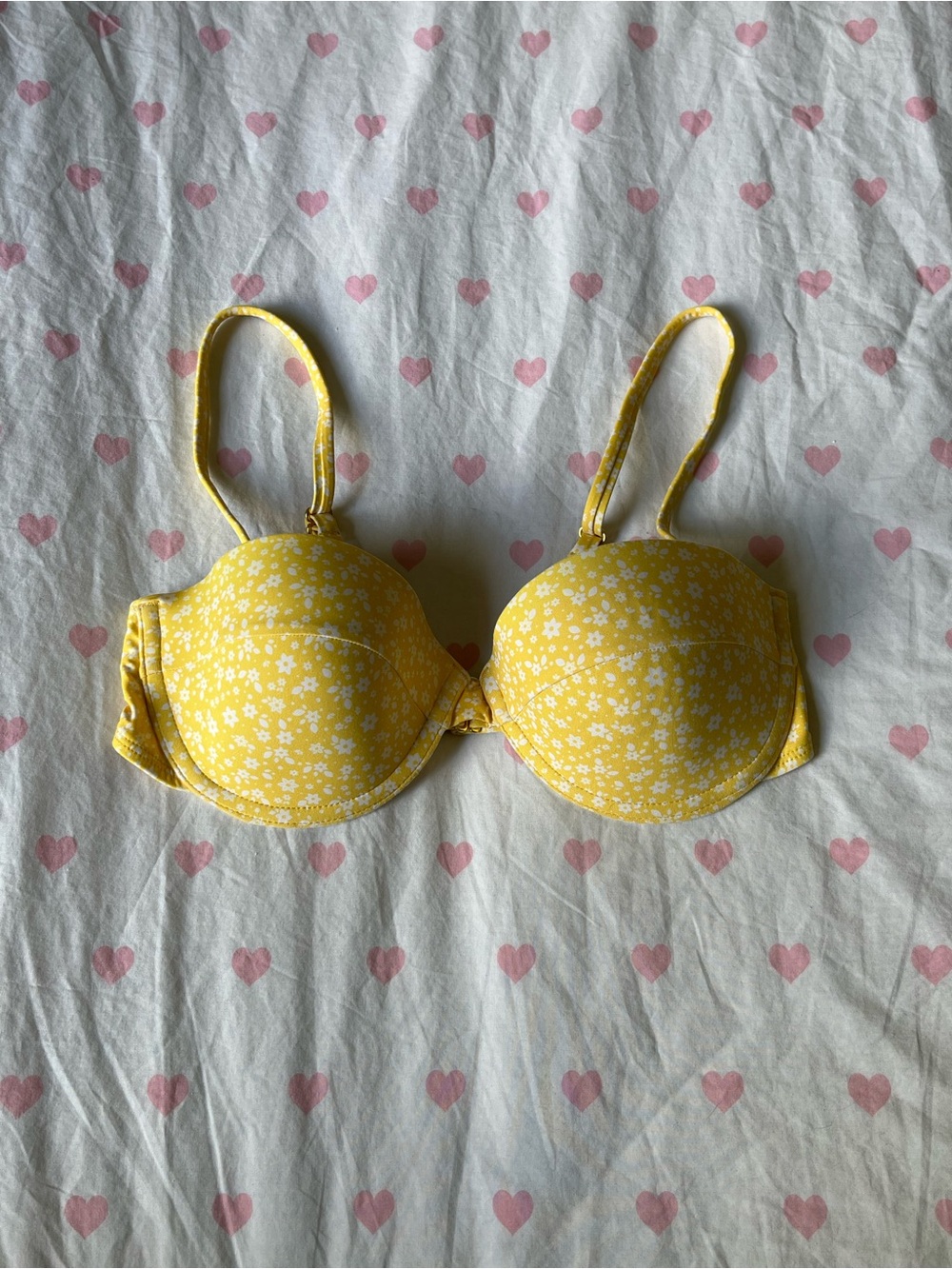 Yellow floral bikini top